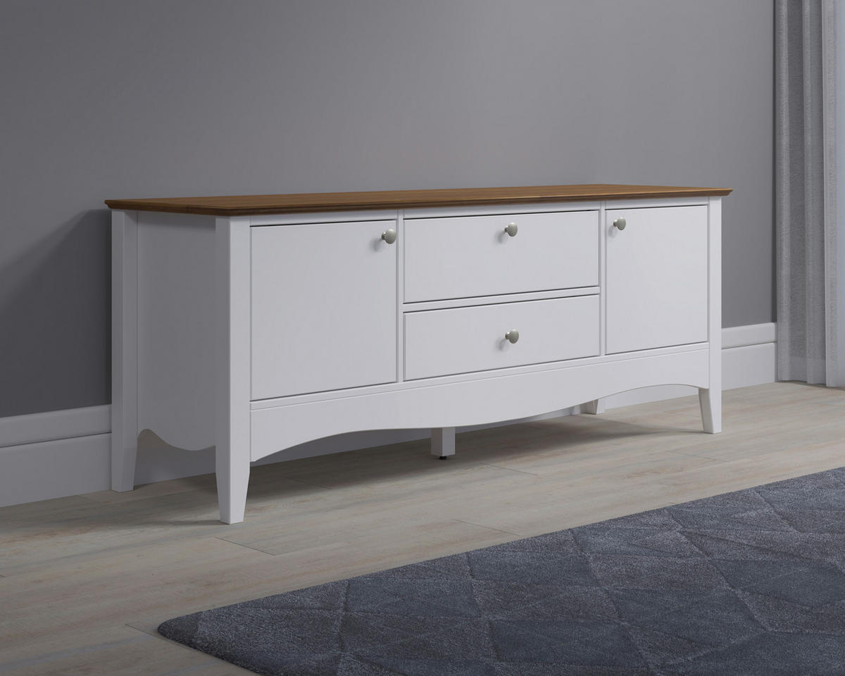 TV-Lowboard Lissabon weiß lackiert café braun lackiert B/H/T: ca. 140x58x42 cm Lissabon - weiß/café braun (140,00/58,00/42,00cm)