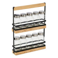 Zeller Gewürzständer-Set transparent Glas B/H/L: ca. 4,7x30x22,7 cm Gewürzständer-Set 11tlg. - hellbraun/schwarz (22,70/4,70/30,00cm) - Zeller