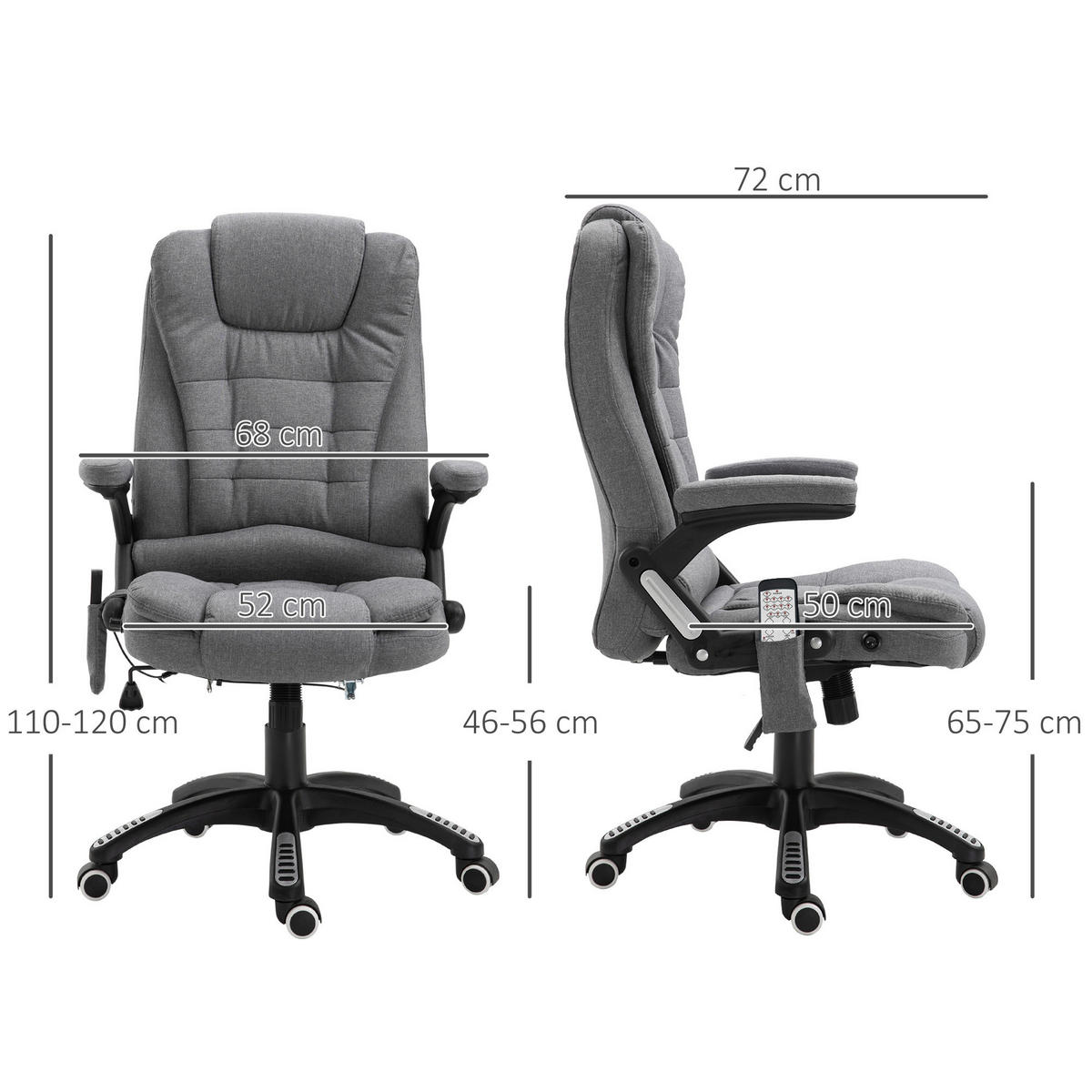 Vinsetto Massagestuhl dunkelgrau B/H/L: ca. 72x68x120 cm Massagestuhl - dunkelgrau (120,00/72,00/68,00cm) - Vinsetto