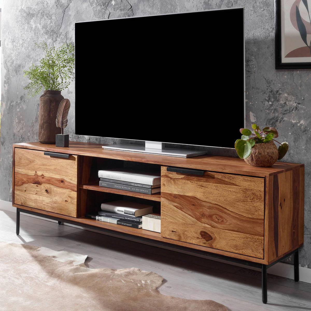 Lowboard rosenholz Nachbildung B/H/T: ca. 147x51x38 cm Lowboard - rosenholz (147,00/51,00/38,00cm) - Wohnling
