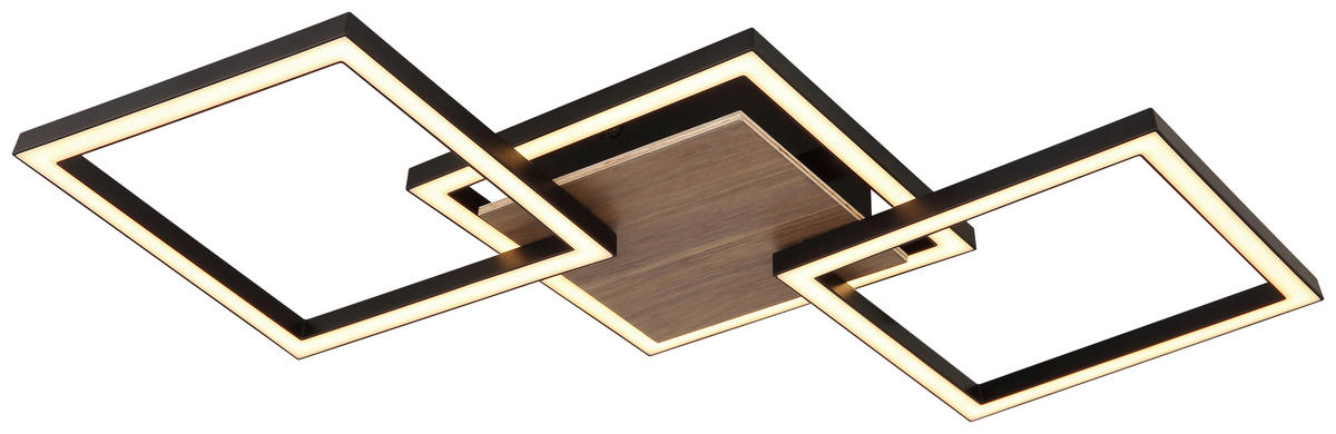 GLOBO LED-Deckenleuchte schwarz Opal dunkelbraun MDF Kunststoff Kunststoff B/H/T: ca. 27,5x5,7x63 cm KADEN - dunkelbraun/schwarz (27,50/5,70/63,00cm) - GLOBO