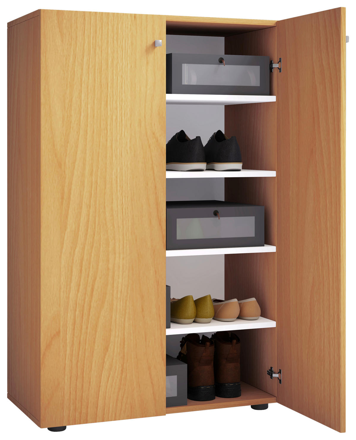Schuhschrank Lona buche Nachbildung weiß B/H/T: ca. 70x110x39 cm Lona - weiß/buche (70,00/110,00/39,00cm) - VCM Möbel