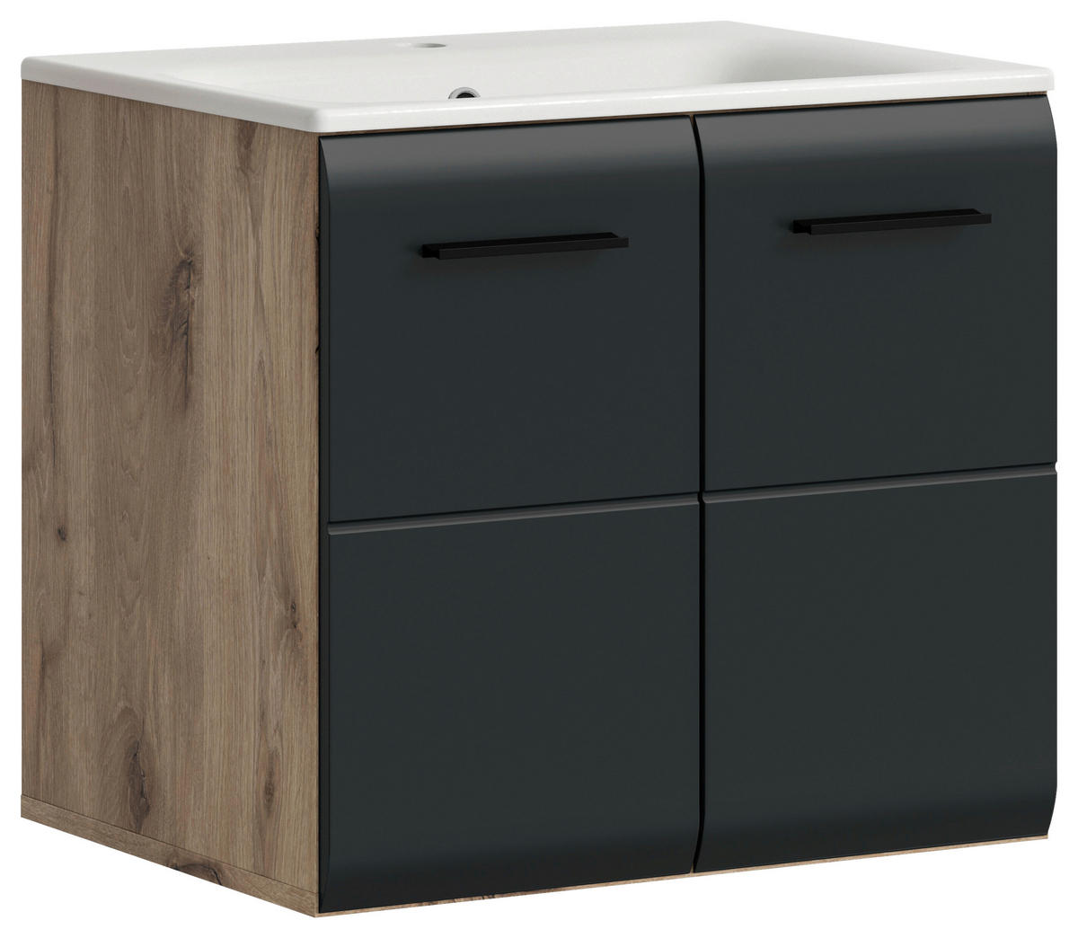Waschplatz Ice Nox Oak Nachbildung schwarz matt B/H/T: ca. 60x55x46 cm Ice - schwarz (60,00/55,00/46,00cm) - xonox.home