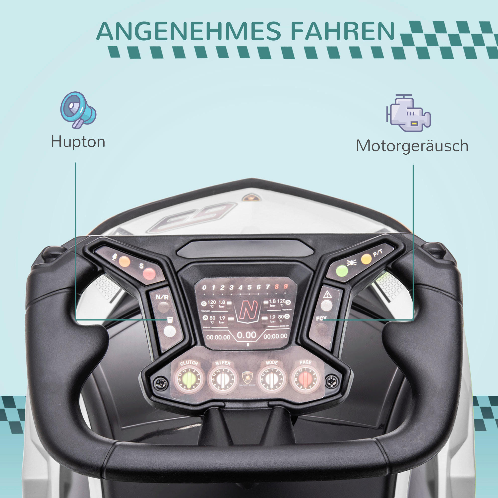 AIYAPLAY Kinder-Elektroauto schwarz B/H/L: ca. 28x38x67 cm Kinder Elektroauto - weiß/schwarz (67,00/28,00/38,00cm) - AIYAPLAY