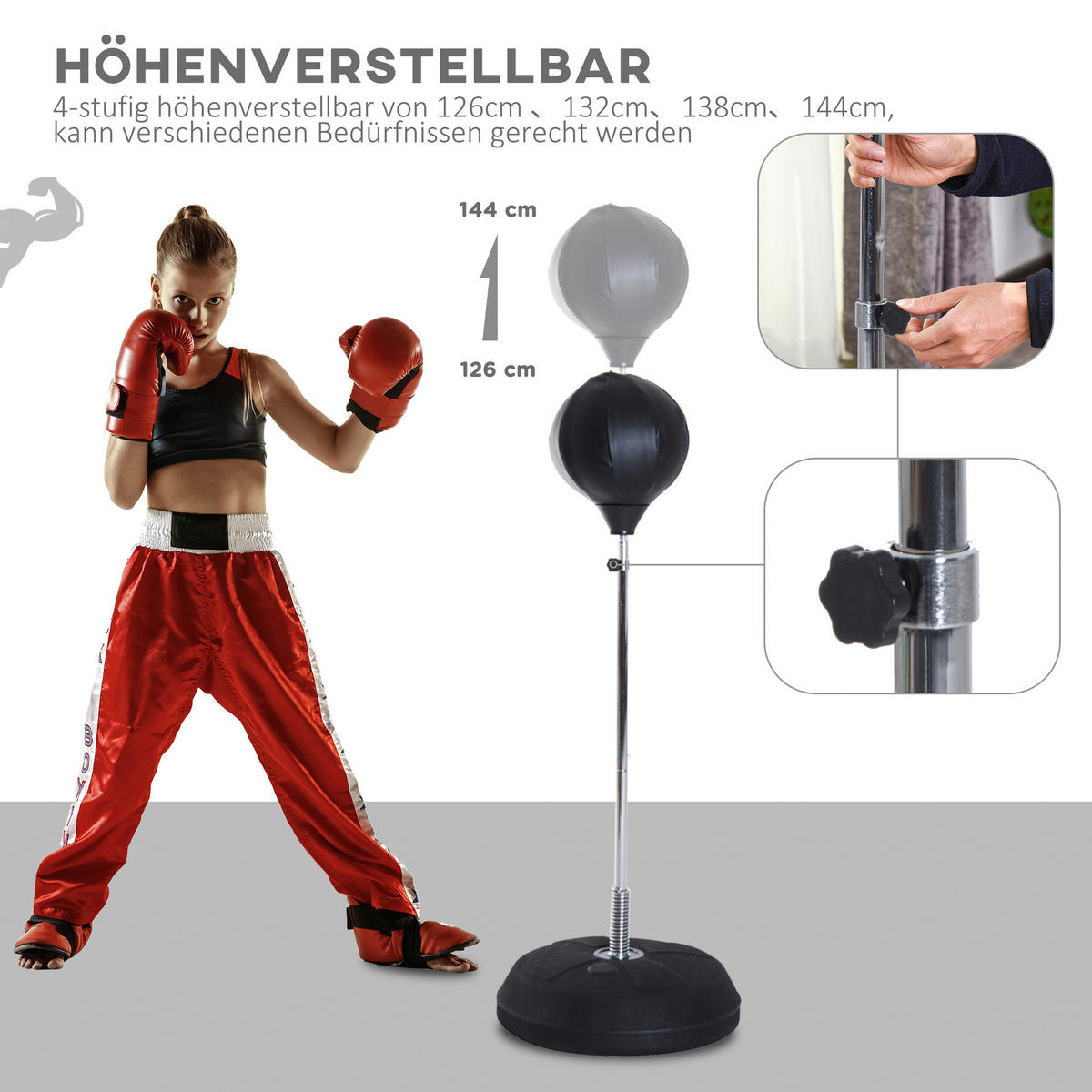 HOMCOM Boxsack schwarz Kunststoff B/H/L: ca. 43x144x43 cm Boxsack - schwarz (43,00/43,00/144,00cm) - HOMCOM