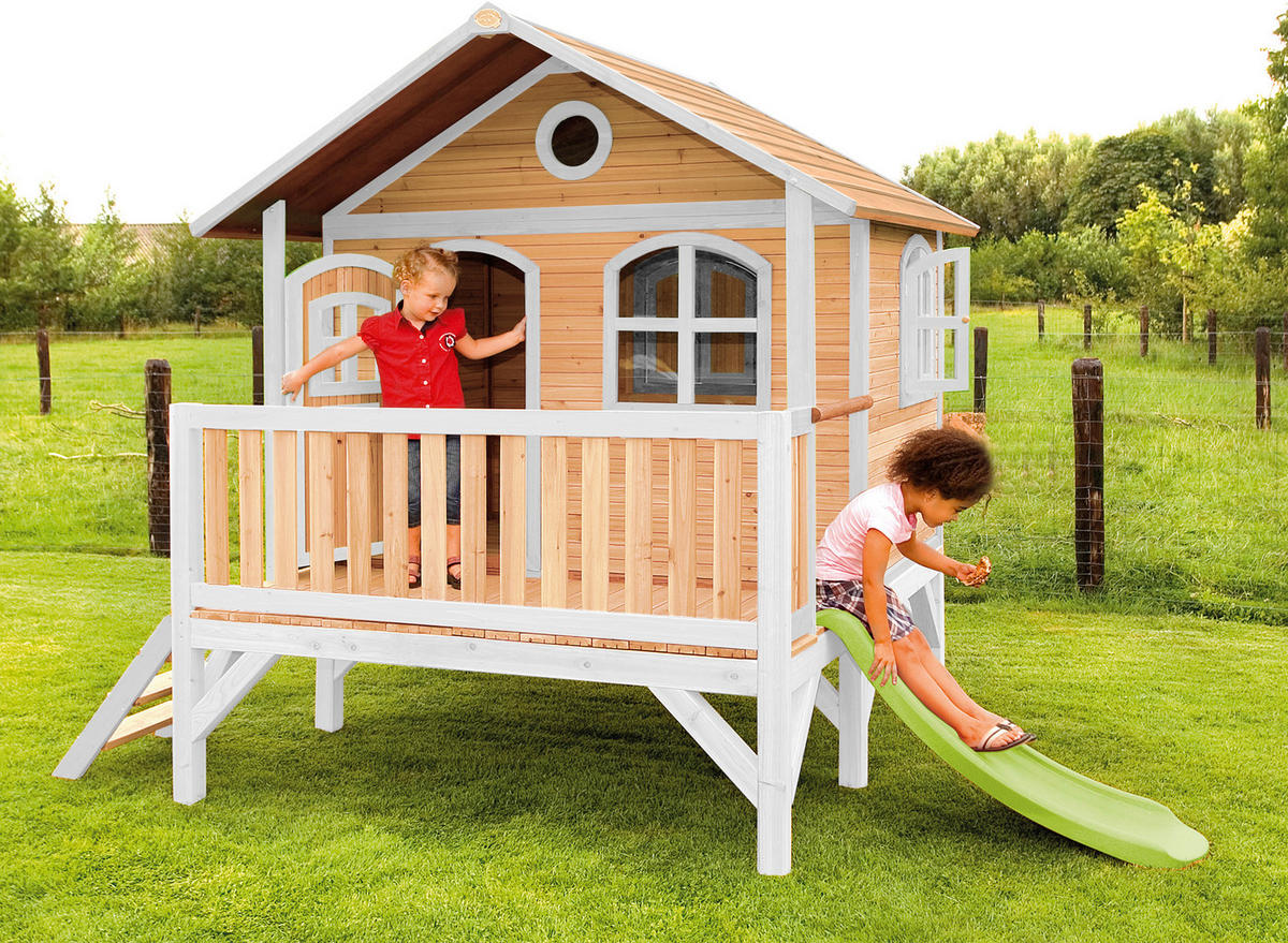 AXI Spielhaus Stef braun B/H/L: ca. 349x233x212 cm Stef - braun/weiß (212,00/349,00/233,00cm) - AXI