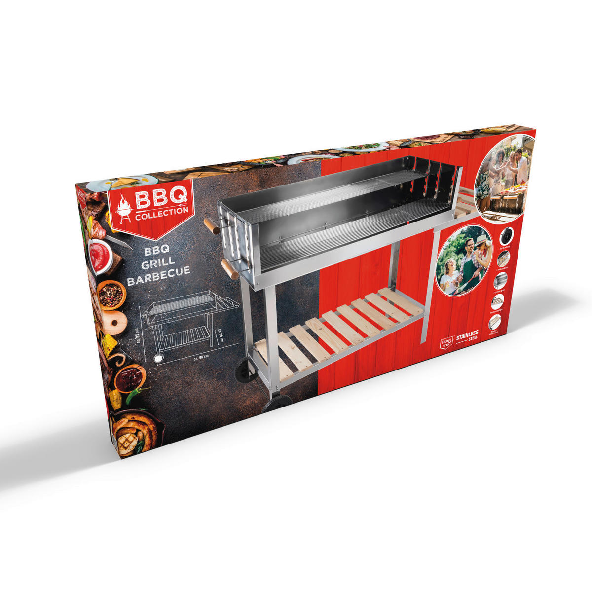 BBQ Collection Holzkohlegrill Edelstahl B/H/L: ca. 56x85x98 cm Holzkohlegrill_BBQ - Edelstahloptik (98,00/56,00/85,00cm) - BBQ Collection