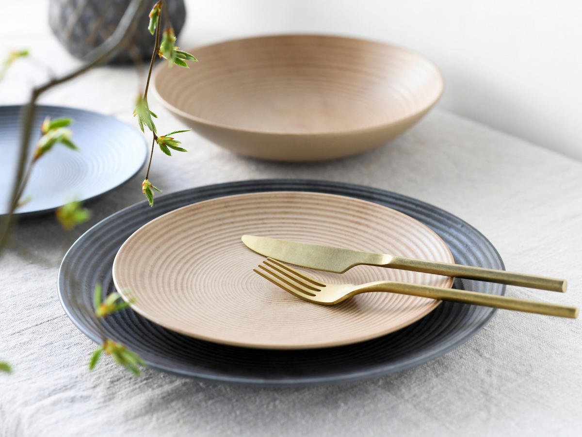 CreaTable Teller-Set Catania sand Steinzeug Catania - sand/grau - CreaTable