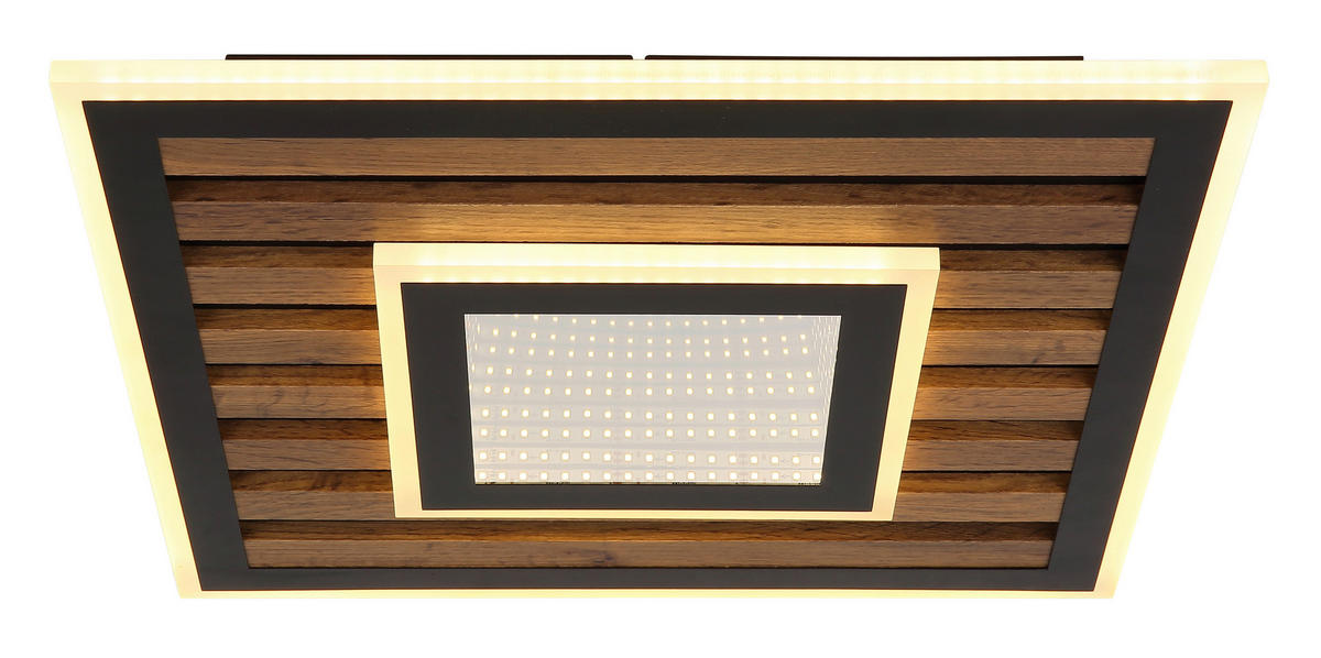 GLOBO Deckenleuchte Opal mattschwarz Metall MDF B/H: ca. 40x6 cm 1 Brennstellen Woody - Opal/mattschwarz (40,00/6,00cm) - GLOBO