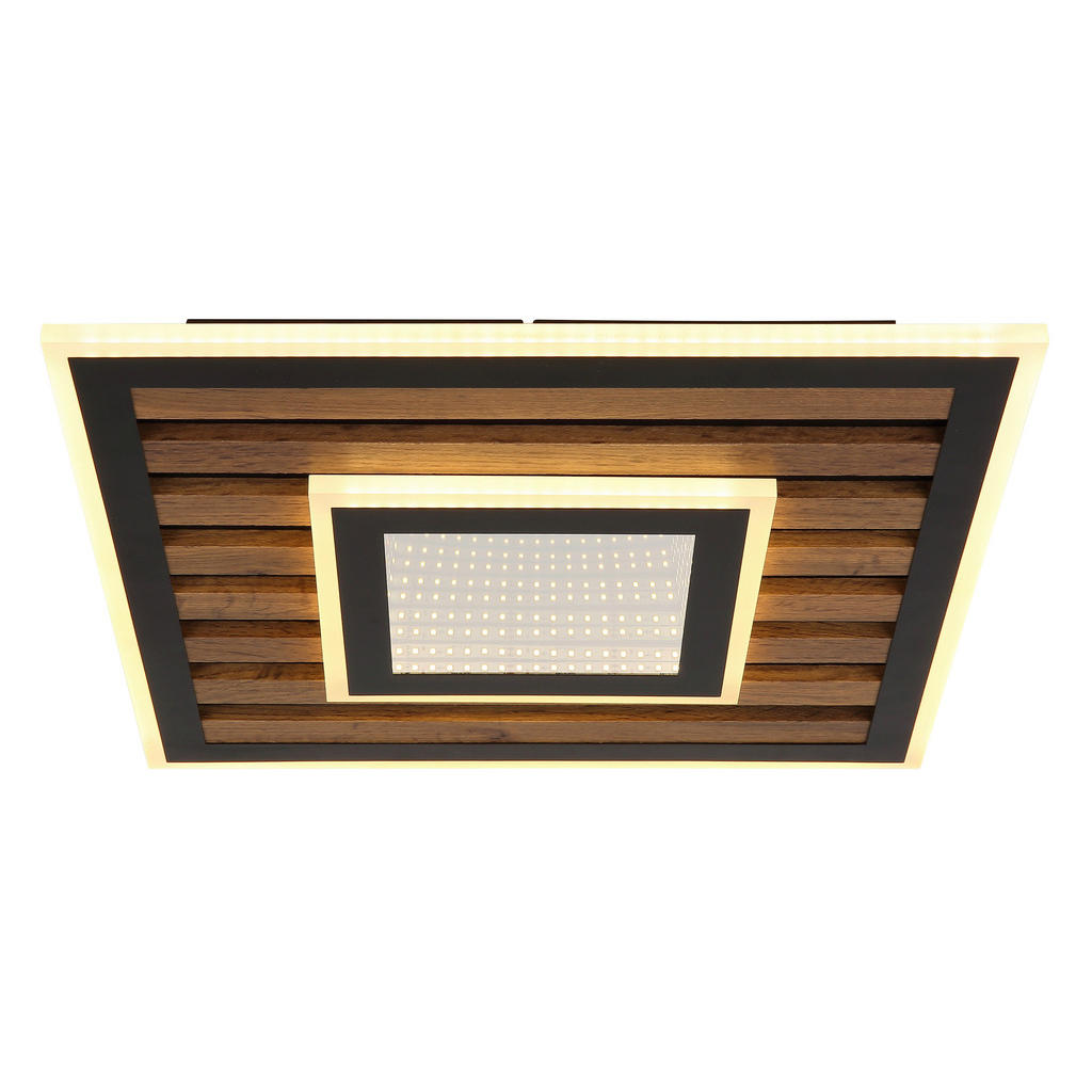 Thumbnail - GLOBO Deckenleuchte Opal mattschwarz Metall MDF B/H: ca. 40x6 cm 1 Brennstellen