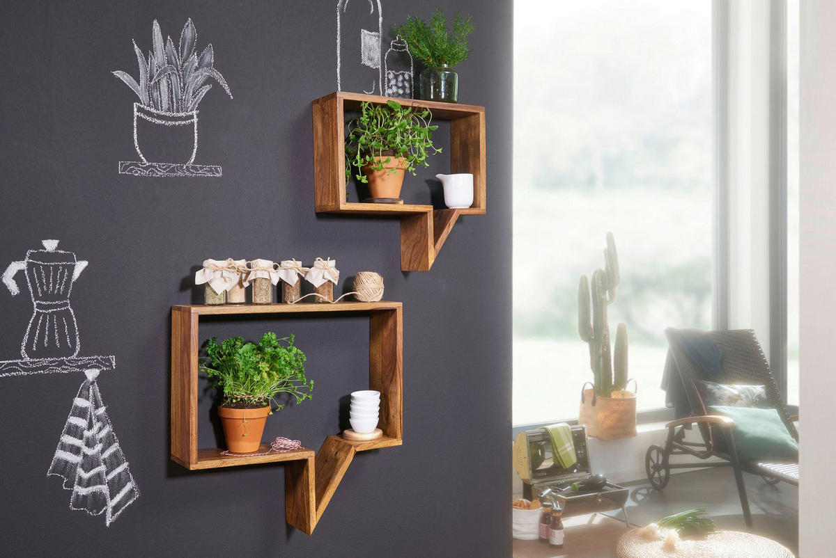Wandregal natur B/H/T: ca. 50x49x13 cm Wandregal - natur (50,00/49,00/13,00cm) - Wohnling