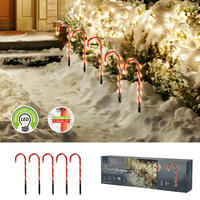 cepewa Lichterkette rot Polypropylen H: ca. 47 cm LED-Zuckerstangen_5er_Outdoor - weiß/rot (47,00cm) - cepewa