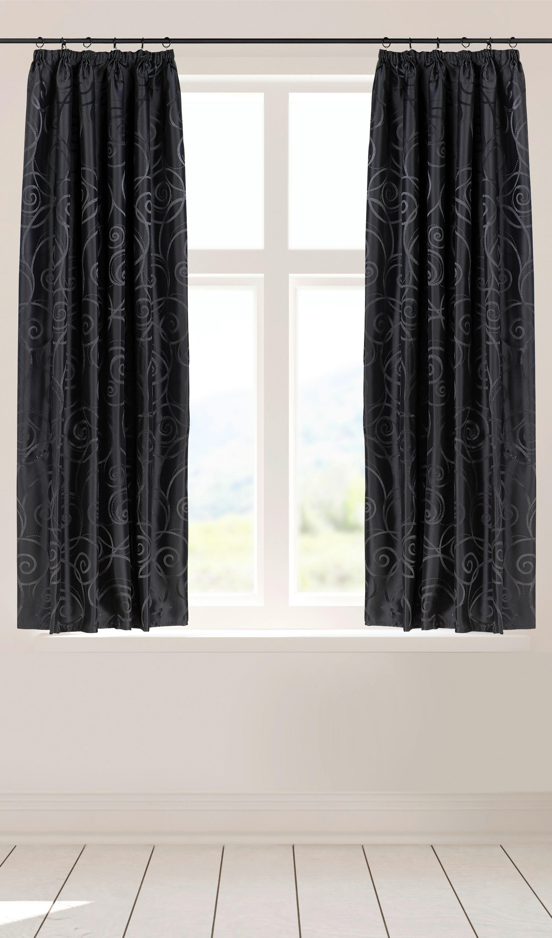 Dekovorhang Triest schwarz B/H: ca. 140x175 cm Triest - schwarz (140,00/175,00cm) - silver edition