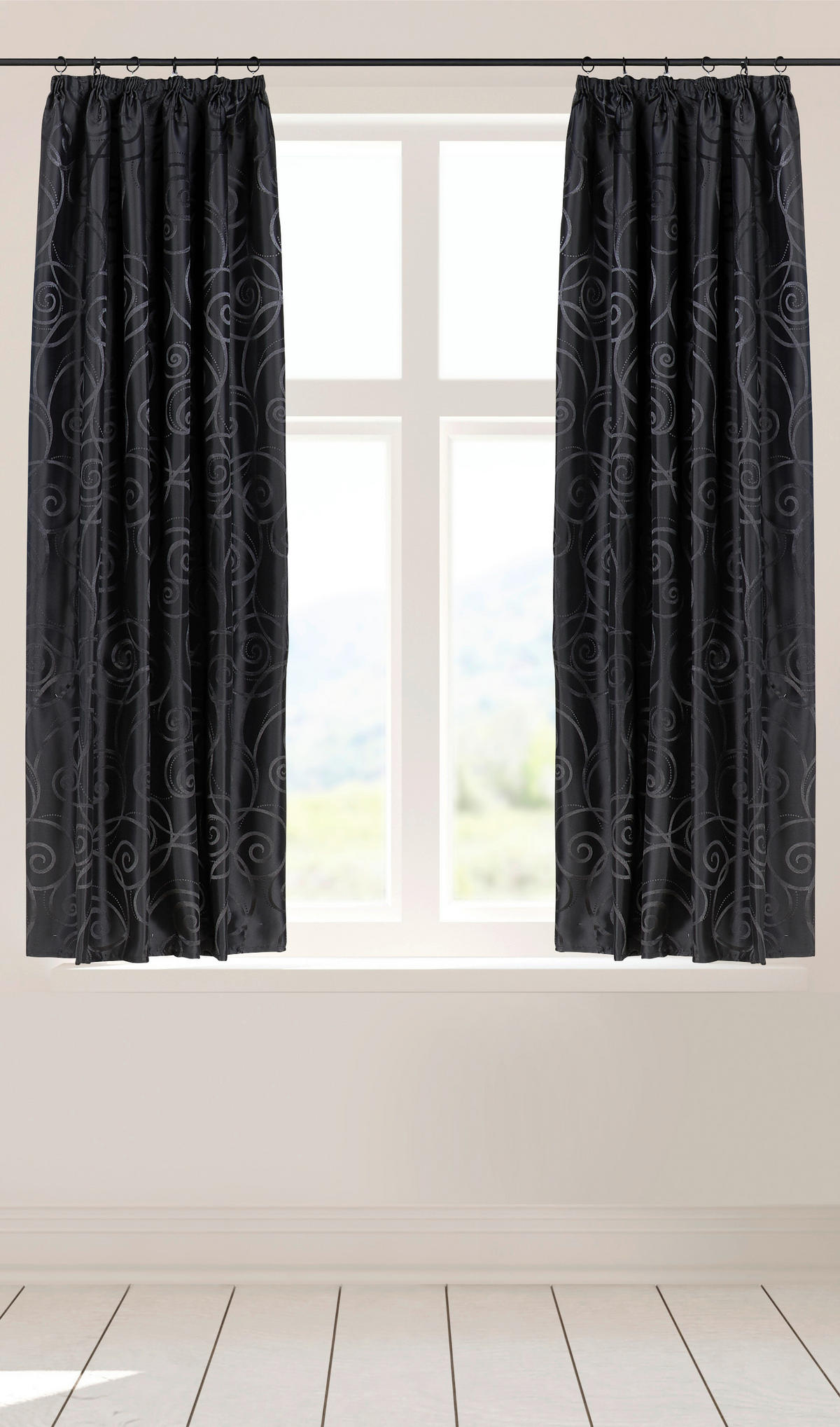 Dekovorhang Triest schwarz B/H: ca. 140x175 cm Triest - schwarz (140,00/175,00cm) - silver edition
