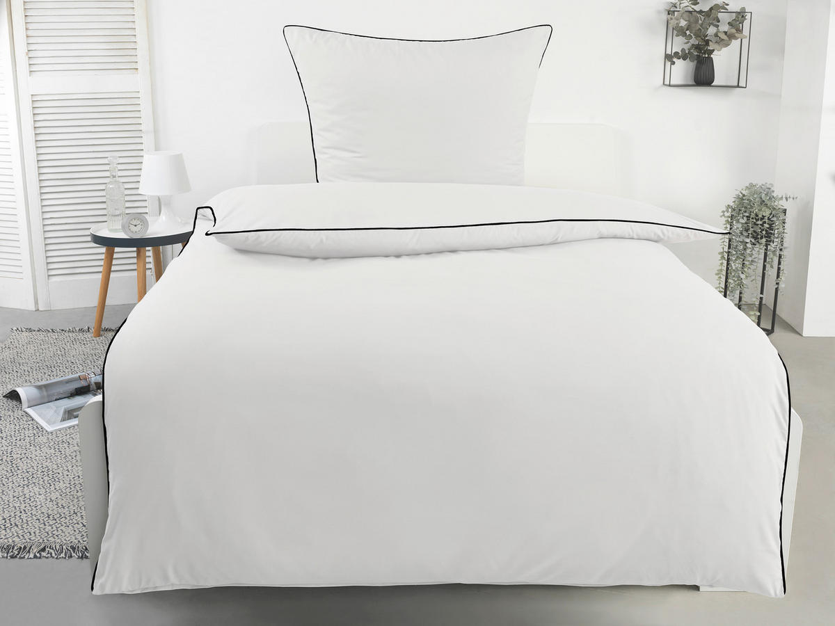 Microfaser Bettwäsche Bettwäsche_Microfaser_Biese - weiß/schwarz (135,00/200,00cm)