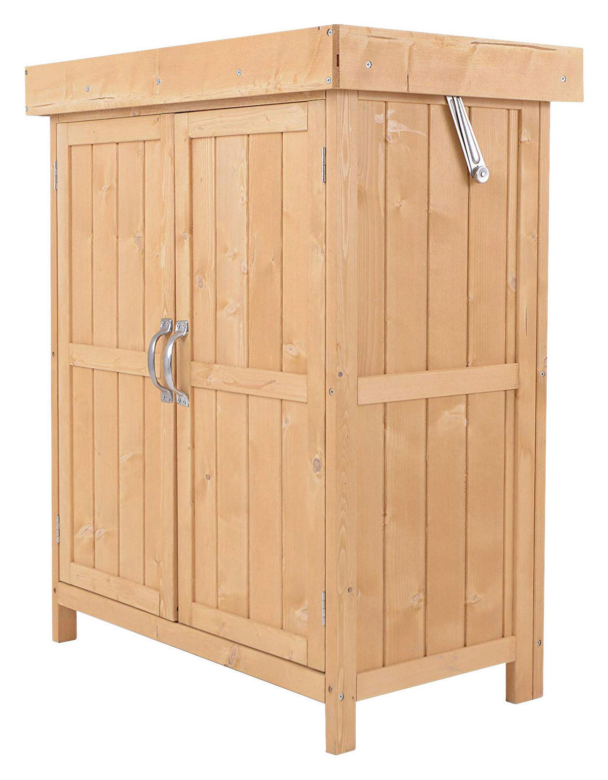 Outsunny Gartenschrank Gartenschrank_mit_2_Fächer - natur (74,00/43,00/88,00cm) - Outsunny