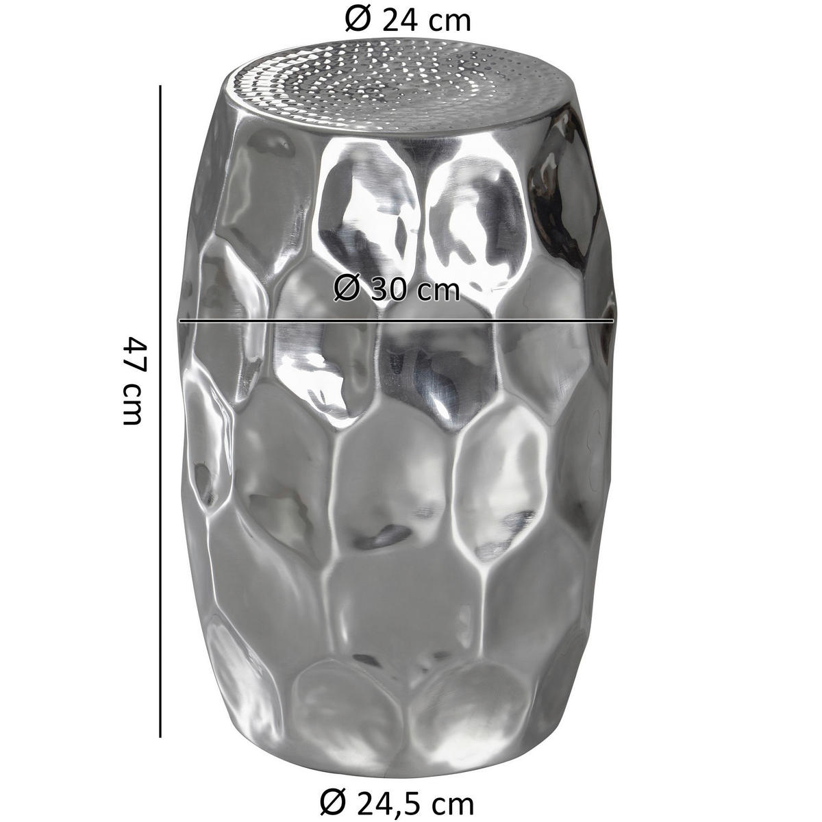 Beistelltisch Aluminium B/H/T: ca. 30x47x30 cm Beistelltisch - (30,00/47,00/30,00cm) - Wohnling