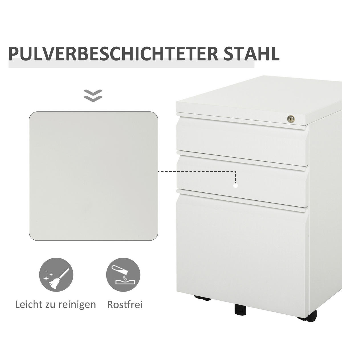 Rollcontainer 924-024WT weiß B/H/T: ca. 39x60x48 cm 924-024WT - weiß (39,00/60,00/48,00cm) - Vinsetto