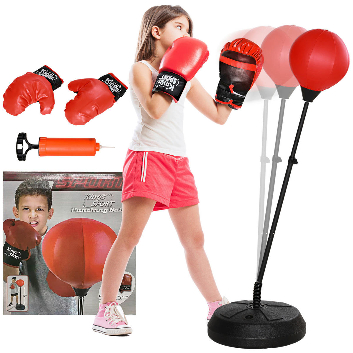 AIYAPLAY Punchingball rot B/H/L: ca. 44,3x147x44,3 cm Punchingball - rot (44,30/44,30/147,00cm) - AIYAPLAY