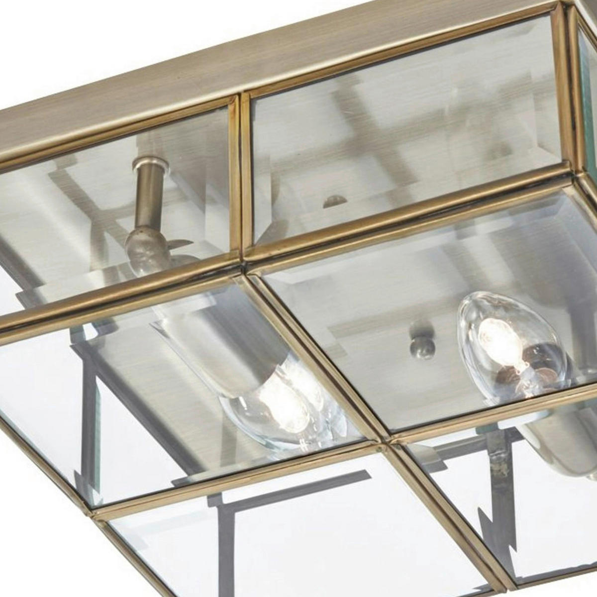 Searchlight Deckenleuchte messing transparent Stahl Glas B/H/L: ca. 25x10x25 cm E14 2 Brennstellen Pisa - messing/transparent (25,00/25,00/10,00cm) - Searchlight