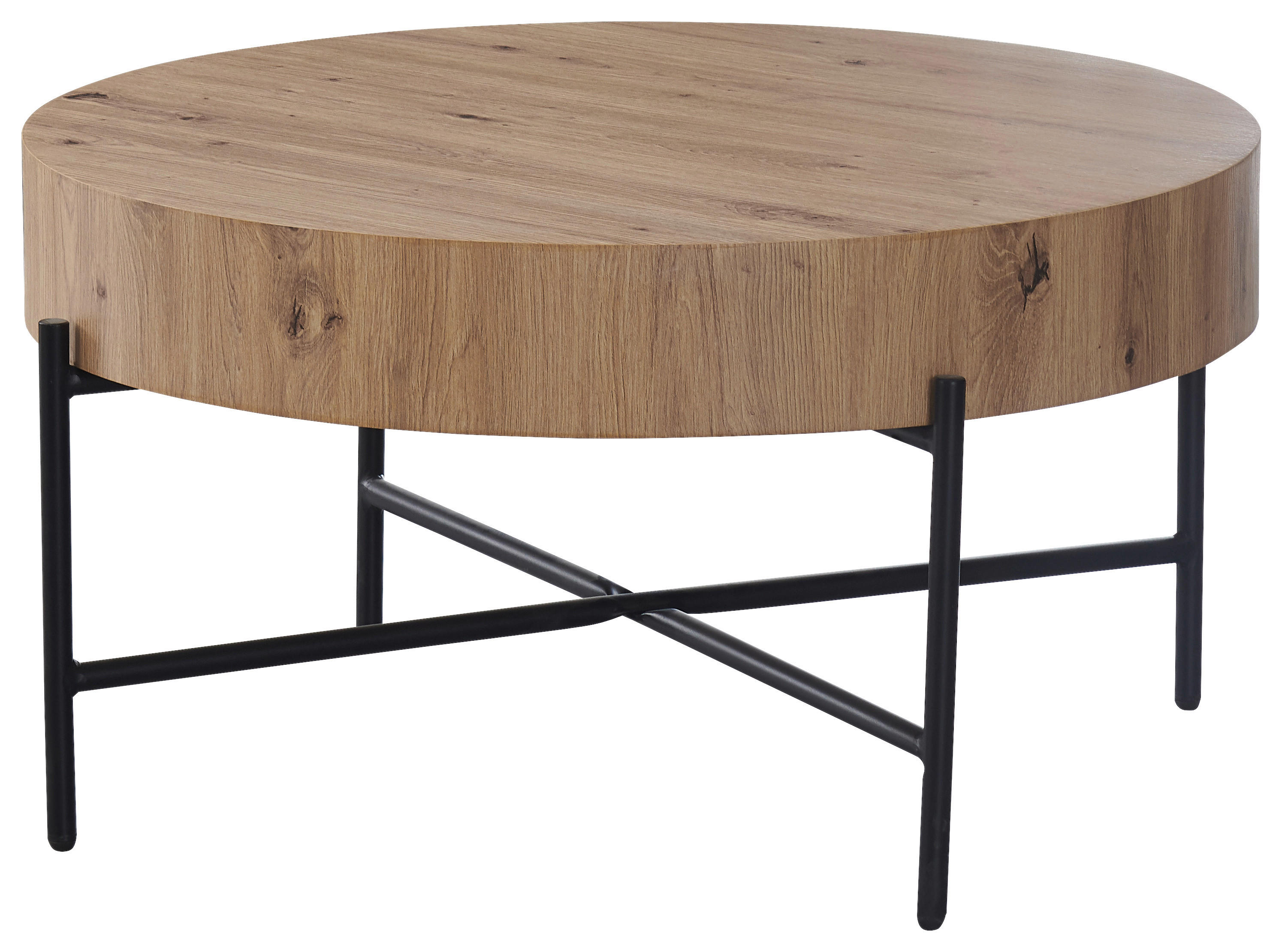 Couchtisch Antonia Eiche Artisan Nachbildung H/D: ca. 42x80 cm Antonia - Eiche/schwarz (80,00/42,00cm)