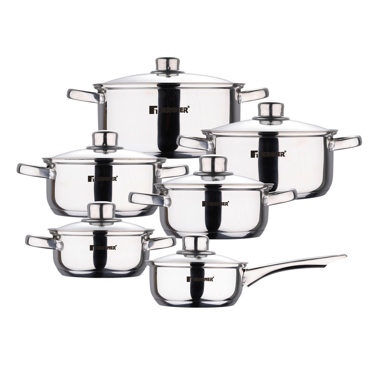 SAN IGNACIO Kochgeschirrset CASSEL silber Edelstahl 12 tlg. CASSEL - silber (47,50/28,00/19,00cm) - SAN IGNACIO