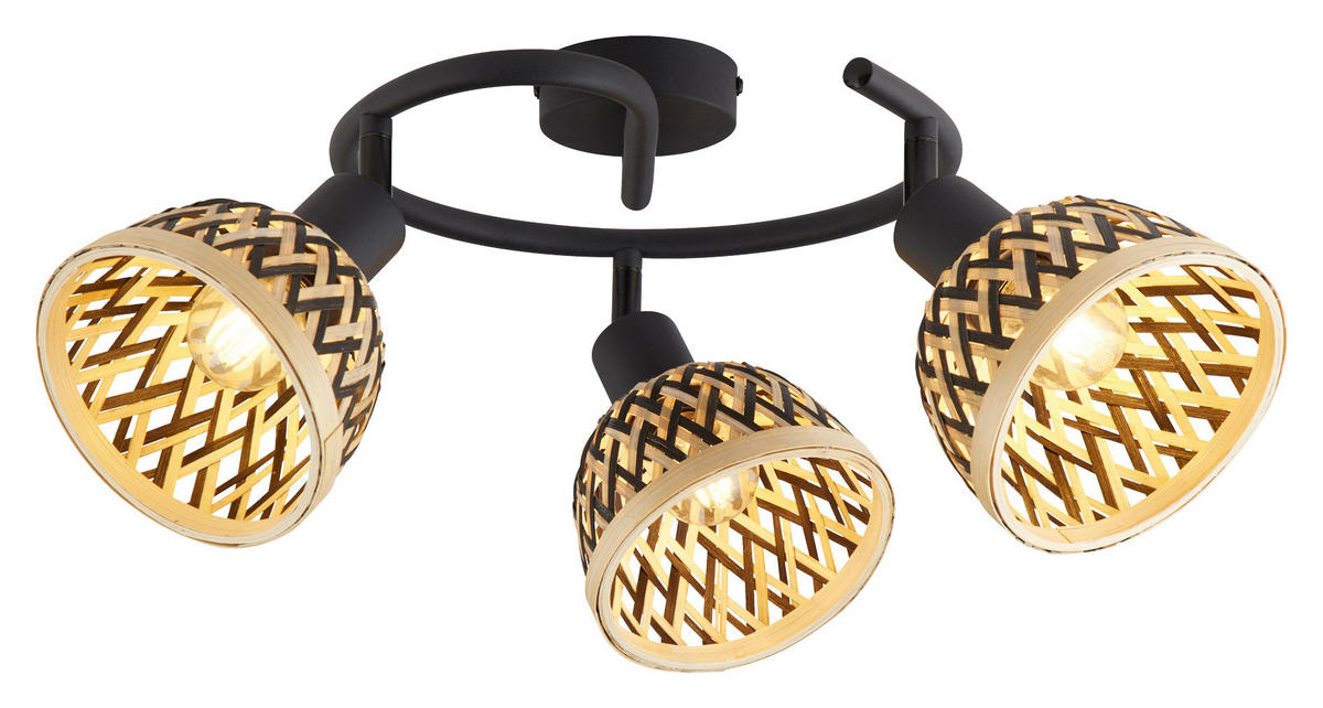 Searchlight Strahler schwarz Stahl Bambus B/H/L: ca. 46x22x46 cm E14 3 Brennstellen Lance - schwarz (46,00/46,00/22,00cm) - Searchlight