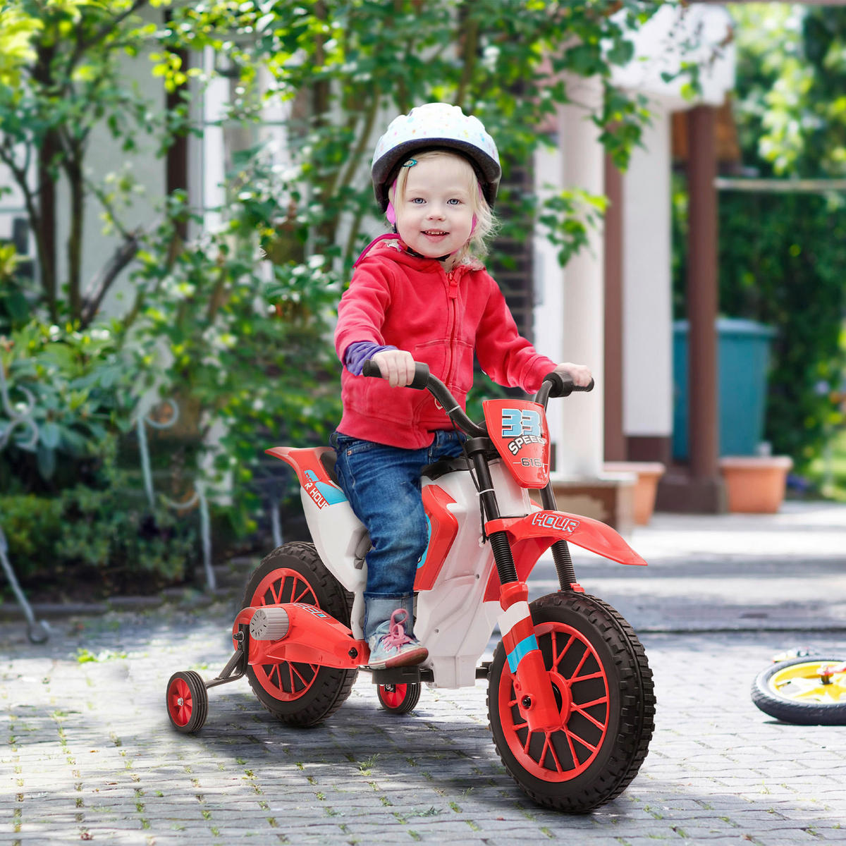 HOMCOM Kinder-Elektromotorrad rot B/H/L: ca. 51,5x68x106,5 cm Kinder-Elektromotorrad - rot (106,50/51,50/68,00cm) - HOMCOM