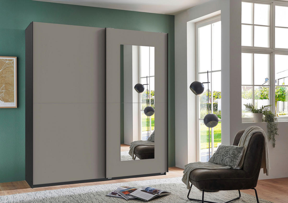 Schwebetürenschrank Dunen Sahara grau B/H/T: ca. 180x198x65 cm Dunen - Graphit/Sahara (180,00/198,00/65,00cm)