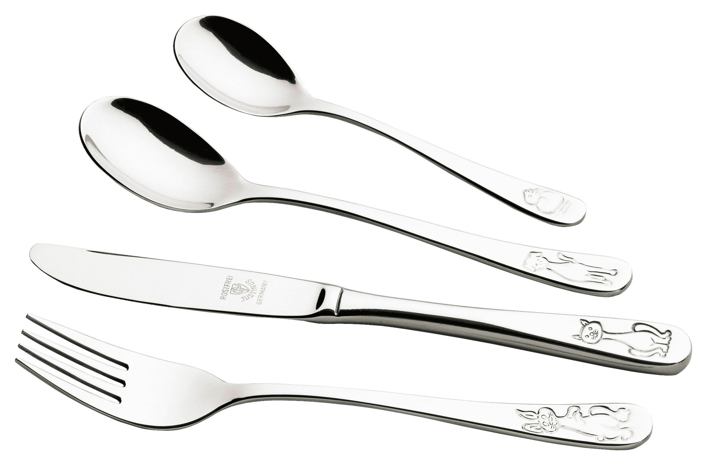 JUSTINUS Besteckset silber Edelstahl 4 tlg. Kinderbesteck_4tlg. - bunt/silber - JUSTINUS