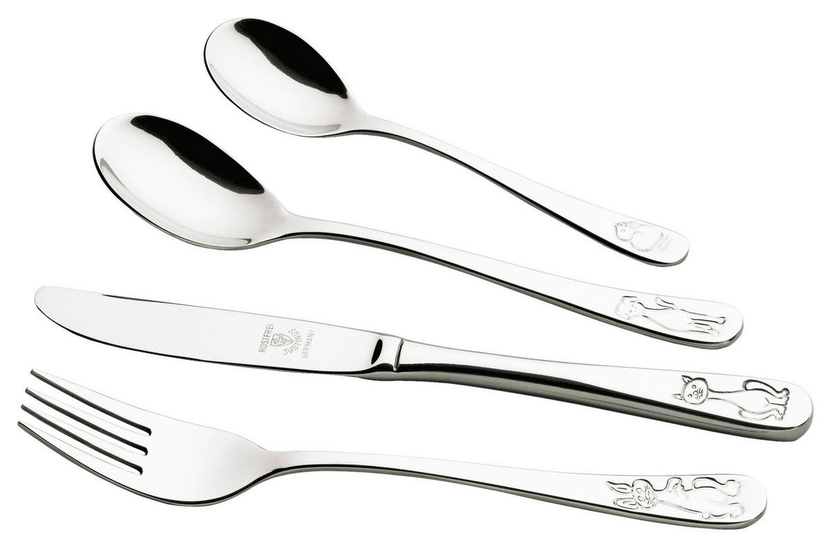 JUSTINUS Besteckset silber Edelstahl 4 tlg. Kinderbesteck_4tlg. - bunt/silber - JUSTINUS