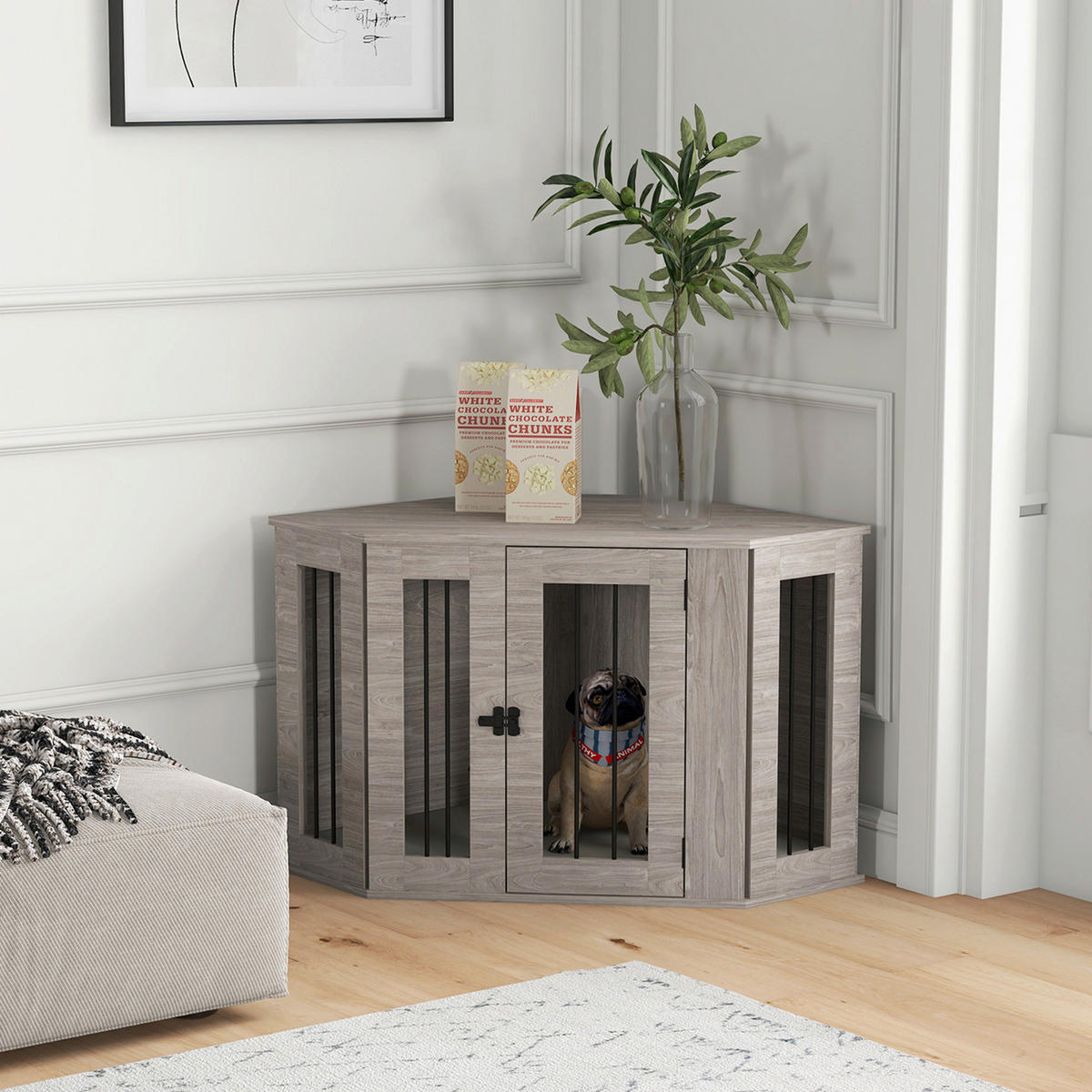 PawHut Hundekäfig walnuss Spanplatte B/H/L: ca. 55x63x104 cm Hundekäfig - walnuss (104,00/55,00/63,00cm) - PawHut