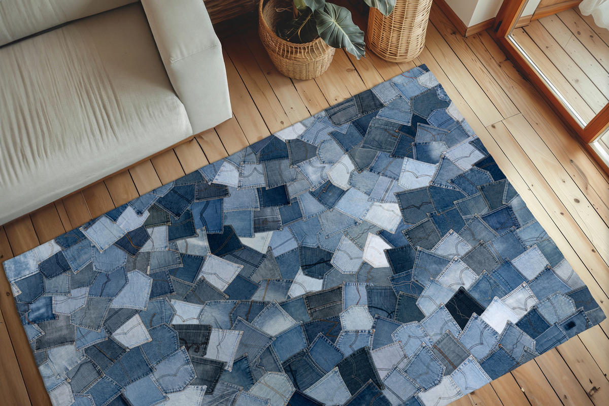 Obsession Teppich My Denim Pocket blau B/L: ca. 80x150 cm My Denim Pocket - blau (80,00/150,00cm) - Obsession
