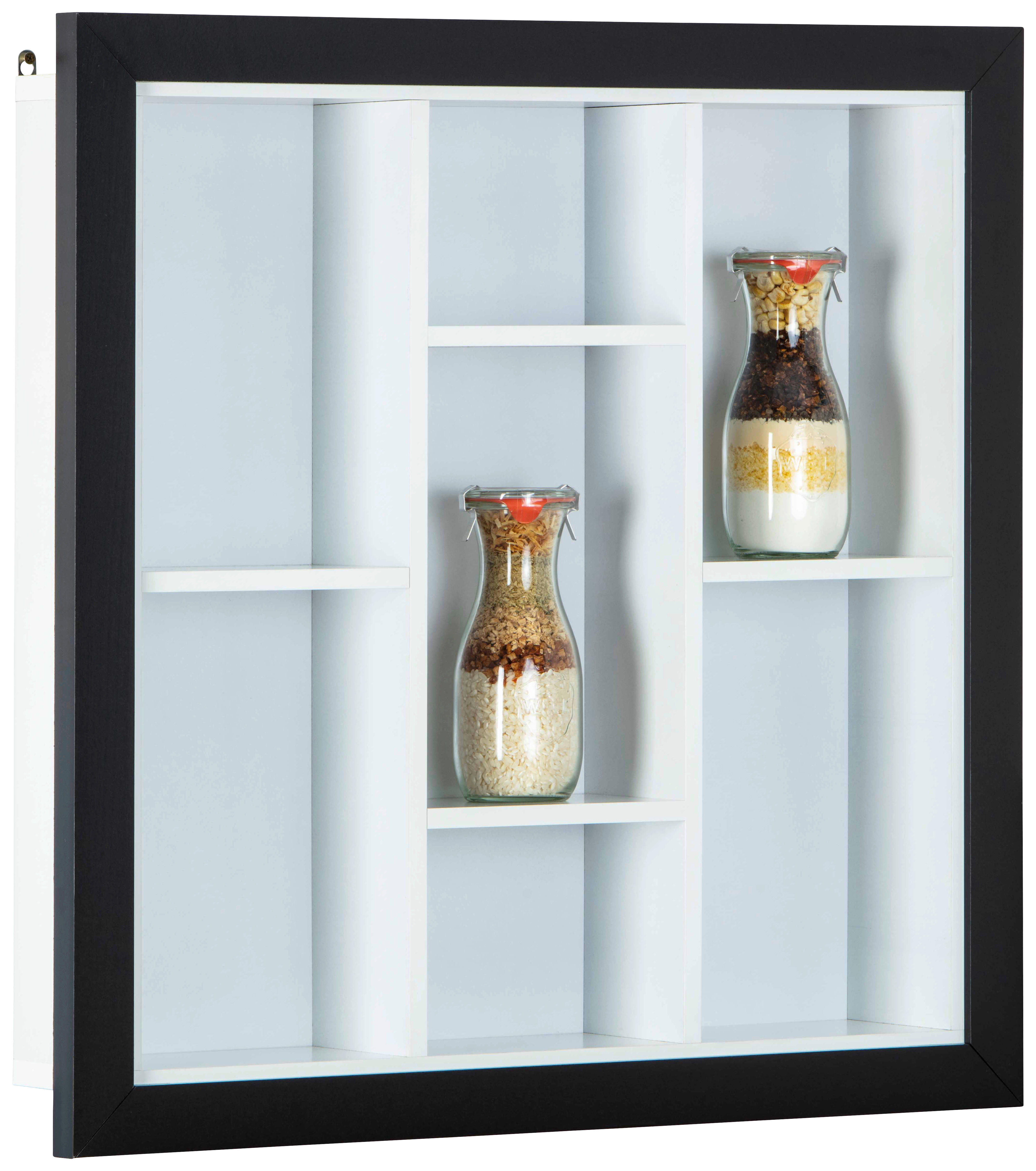 Vitrine Septem schwarz weiß B/H/T: ca. 66,5x66,5x13,7 cm Septem - weiß/schwarz (66,50/66,50/13,70cm) - Inter Link