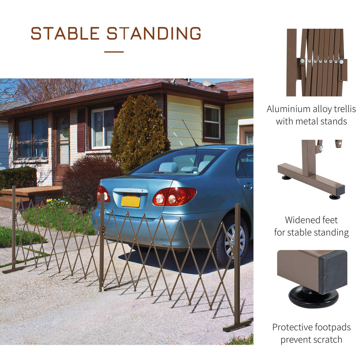 Outsunny Scherengitter dunkelbraun Aluminium B/H/L: ca. 31x103,5x405 cm Scherengitter - dunkelbraun (405,00/31,00/103,50cm) - Outsunny