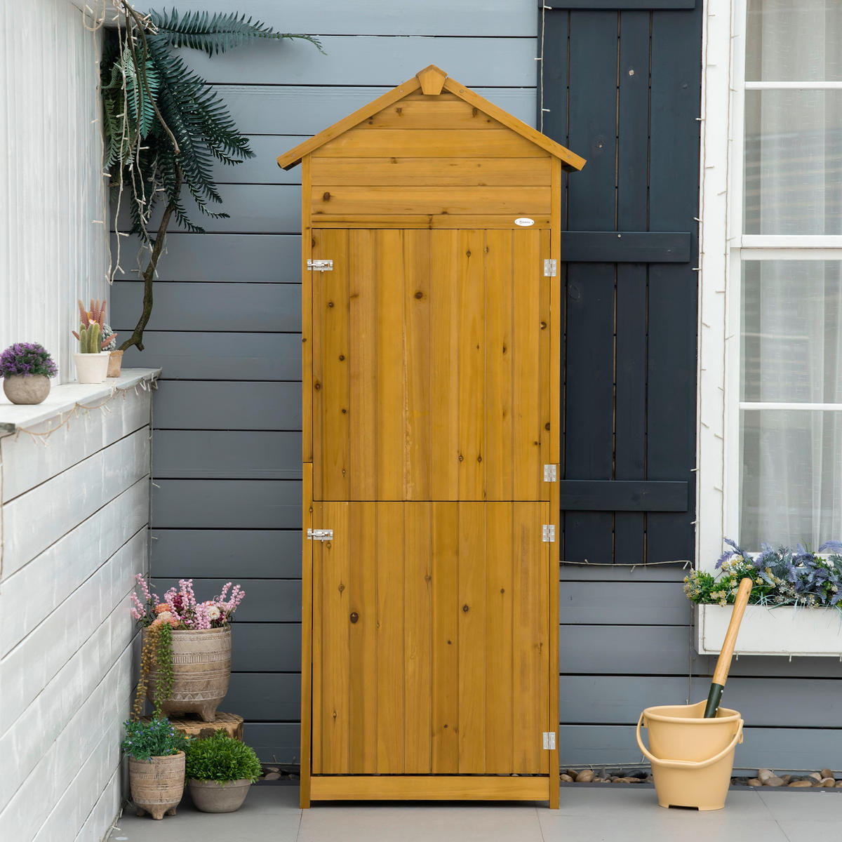 Outsunny Gartenhaus natur B/H/L: ca. 49x191,5x79 cm Gartenhaus - natur (79,00/49,00/191,50cm) - Outsunny