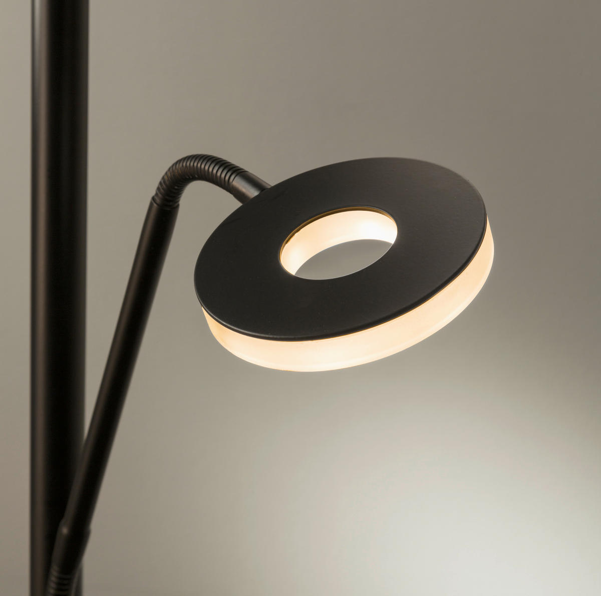Fischer & Honsel LED-Stehleuchte 40318 Chrom schwarz Metall B/H/T: ca. 35x180x50 cm 1 Brennstellen Dent - schwarz/Chrom (35,00/180,00/50,00cm) - Fischer & Honsel