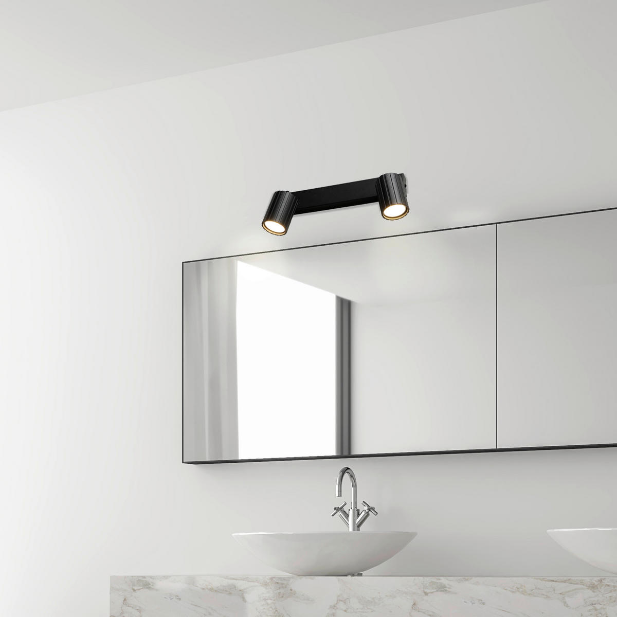 Lamkur Strahler schwarz Stahl B/H/L: ca. 6,5x16,5x30 cm 2 Brennstellen Prisma - schwarz (30,00/6,50/16,50cm) - Lamkur