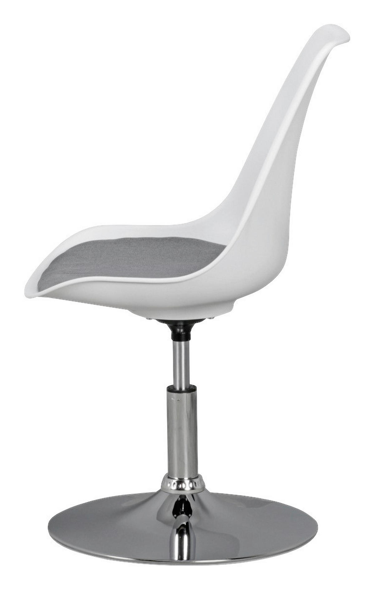 Drehstuhl weiß grau Chrom Kunststoff Stoff Metall Drehsessel - weiß/Chrom (46,00/88,00/46,00cm) - Amstyle
