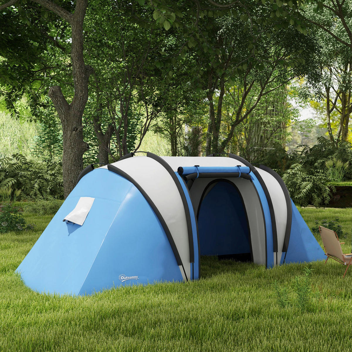 Outsunny Tunnelzelt B/H/L: ca. 220x180x450 cm Tunnelzelt - blau (450,00/220,00/180,00cm) - Outsunny