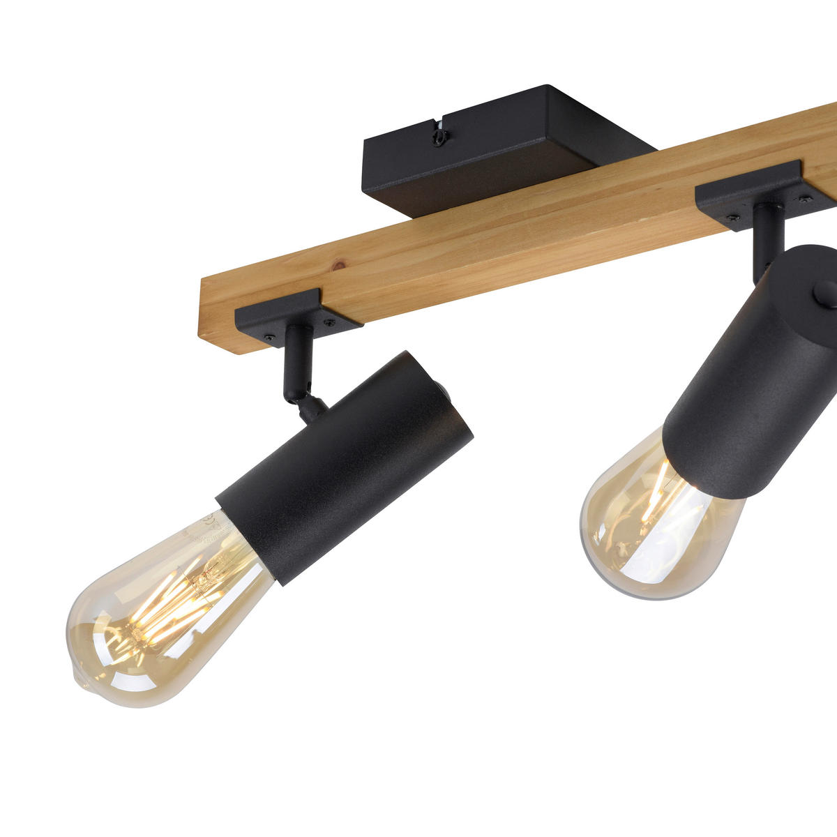 Just Light Deckenleuchte PILON 15162-18 natur schwarz Metall Holz B/H/T: ca. 35x18x10 cm E27 2 Brennstellen PILON - natur/schwarz (35,00/18,00/10,00cm) - Just Light