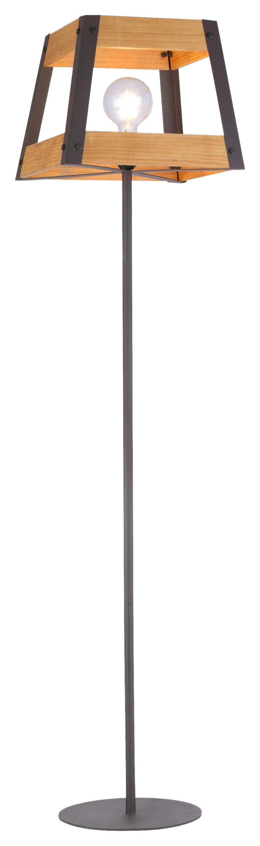 Just Light Stehleuchte PN15723-79 natur Metall Holz B/H/L: ca. 35x153x35 cm E27 1 Brennstellen CRATE - natur (35,00/35,00/153,00cm) - Just Light