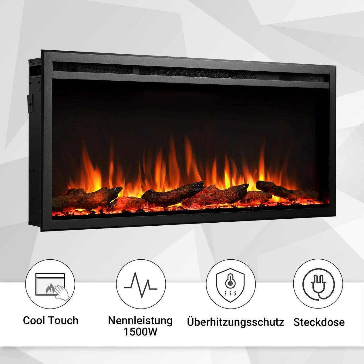 Balderia Elektrischer-Kamin Atlanta EF286B schwarz B/H/L: ca. 14,7x48x101,6 cm Elektro-Kamin Atalanta 40" - schwarz (101,60/14,70/48,00cm) - Balderia