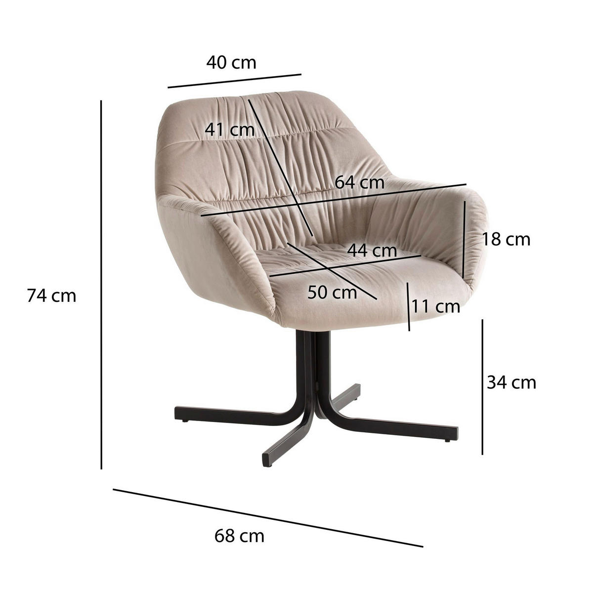 Wohnling Sessel beige Polyester Loungesessel - beige - Wohnling