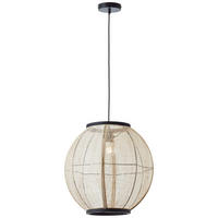 Brilliant Pendelleuchte Tanah 99484/76 schwarz natur Metall Textil H/D: ca. 165x47 cm E27 1 Brennstellen Tanah - natur/schwarz (47,00/165,00cm) - Brilliant