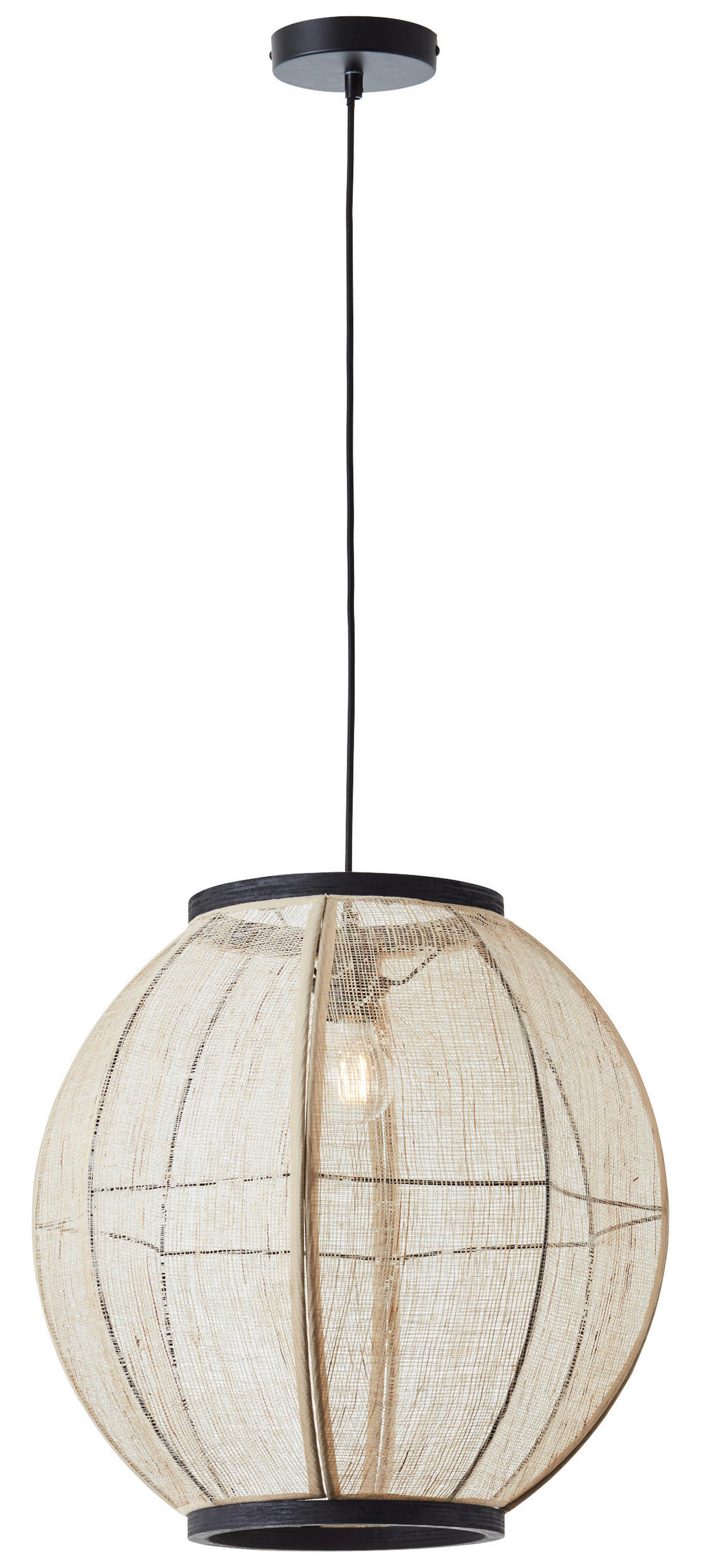 Brilliant Pendelleuchte Tanah 99484/76 schwarz natur Metall Textil H/D: ca. 165x47 cm E27 1 Brennstellen Tanah - natur/schwarz (47,00/165,00cm) - Brilliant