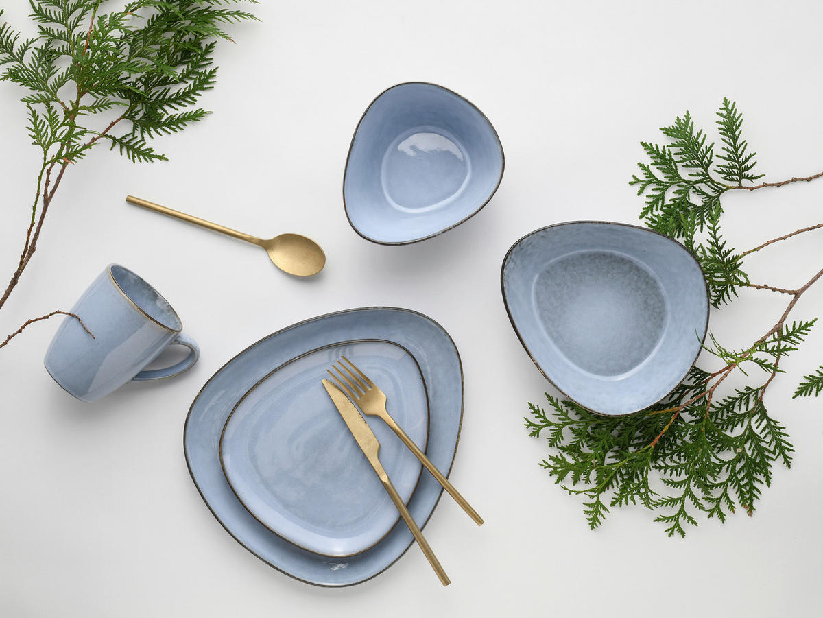 CreaTable Kombiservice Cloudy Skyblue blau Steinzeug 10 tlg. Cloudy Skyblue - blau - CreaTable