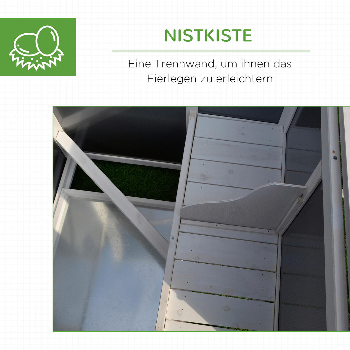 PawHut Stall weiß Polypropylen B/H/L: ca. 75x160x80 cm Hühnerstall - weiß/grau (80,00/75,00/160,00cm) - PawHut