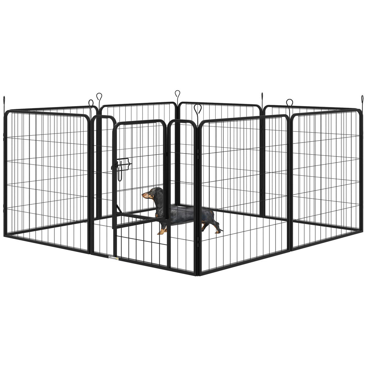 PawHut Welpenauslauf Freigehege schwarz Edelstahl B/H/L: ca. 79x79x79 cm Haustier-Laufstall - schwarz (79,00/79,00/79,00cm) - PawHut