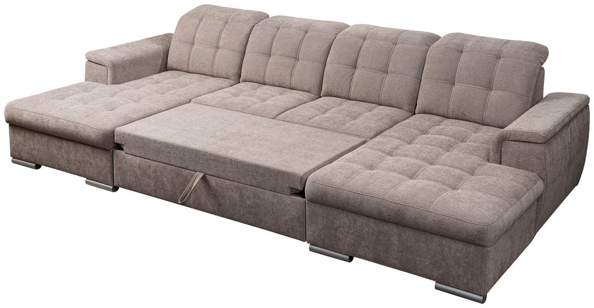 Wohnlandschaft Nadja stone Microfaser B/H/T: ca. 330x105x174 cm Nadja - schwarz/stone (330,00/105,00/174,00cm)